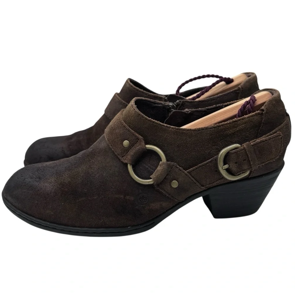 Born Women’s Dark Brown Suede Buckled Loafers - Size 7.5